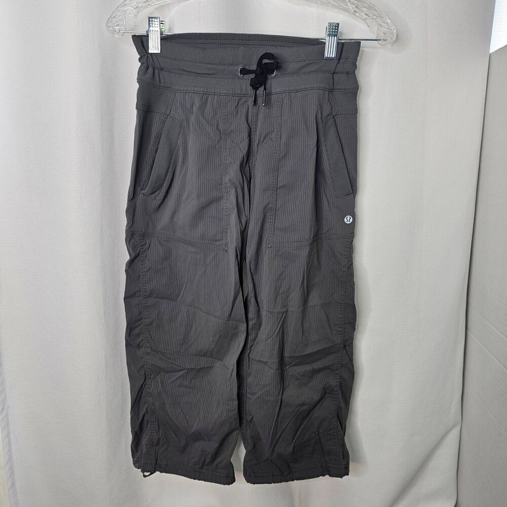 Lululemon Studio Crop Soot Light Charcoal Gray Drawstring Waist Pants Sz 4 - Picture 15 of 15